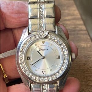 Brighton Silver Watch with Crystal Accents